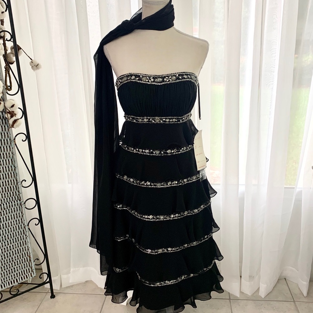 Sarah Danielle Black Tier Ruffle Dress, NWT! Sz 4